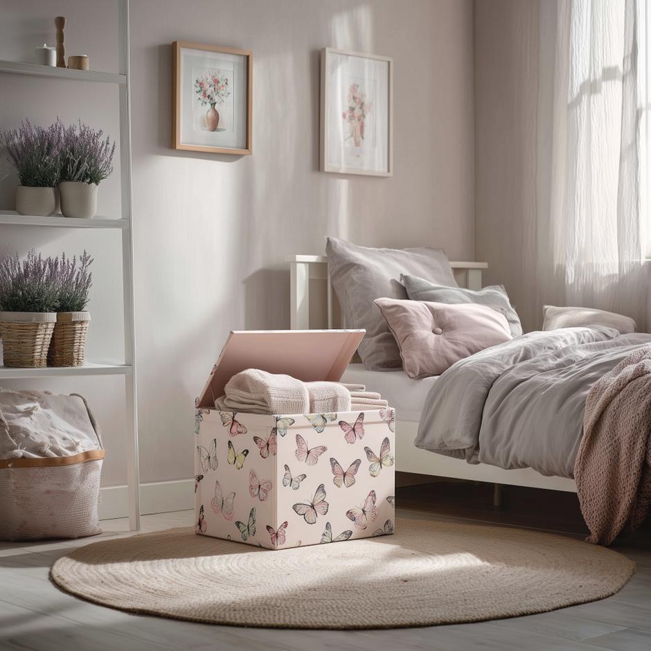 Pastel storage box cute teenage bedroom organisation ideas