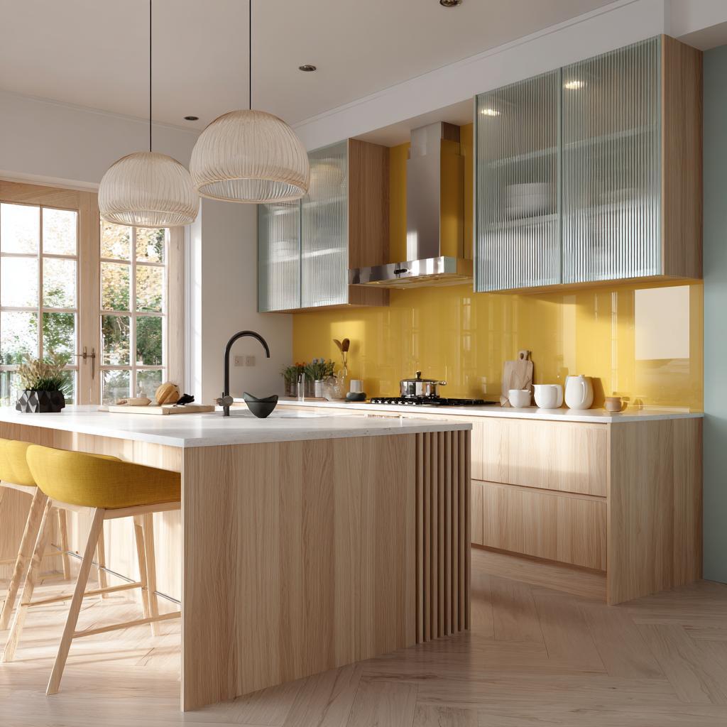 Glass-front wall cabinets island kitchen cabinet design