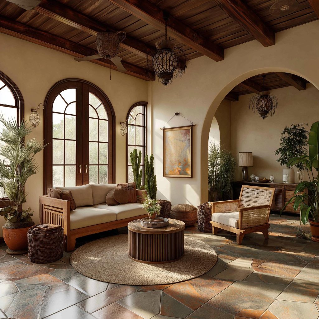 Mediterranean rattan traditional modern interior design room