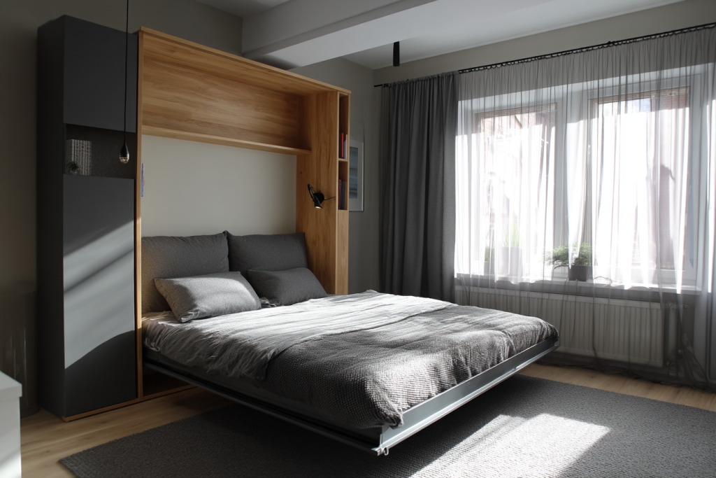 Hydraulic under-bed drawer small bedroom organisation ideas