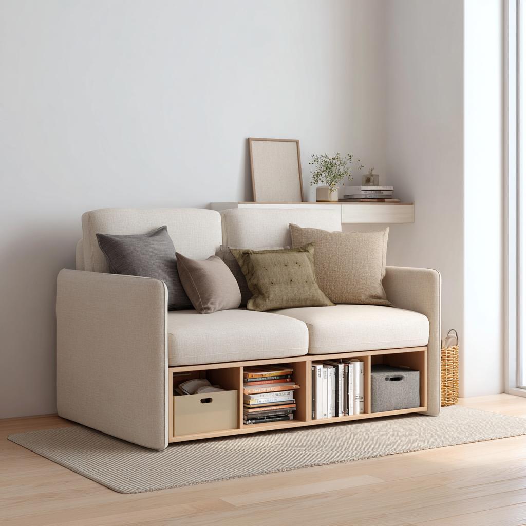 sofa with under-seat storage 2BHK living room
