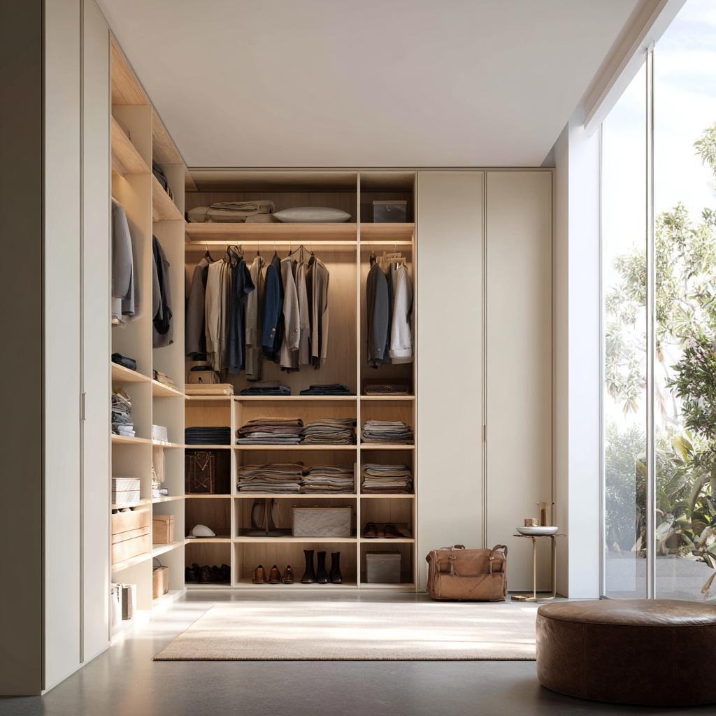 Smart storage shelves modern luxury walk-in closet