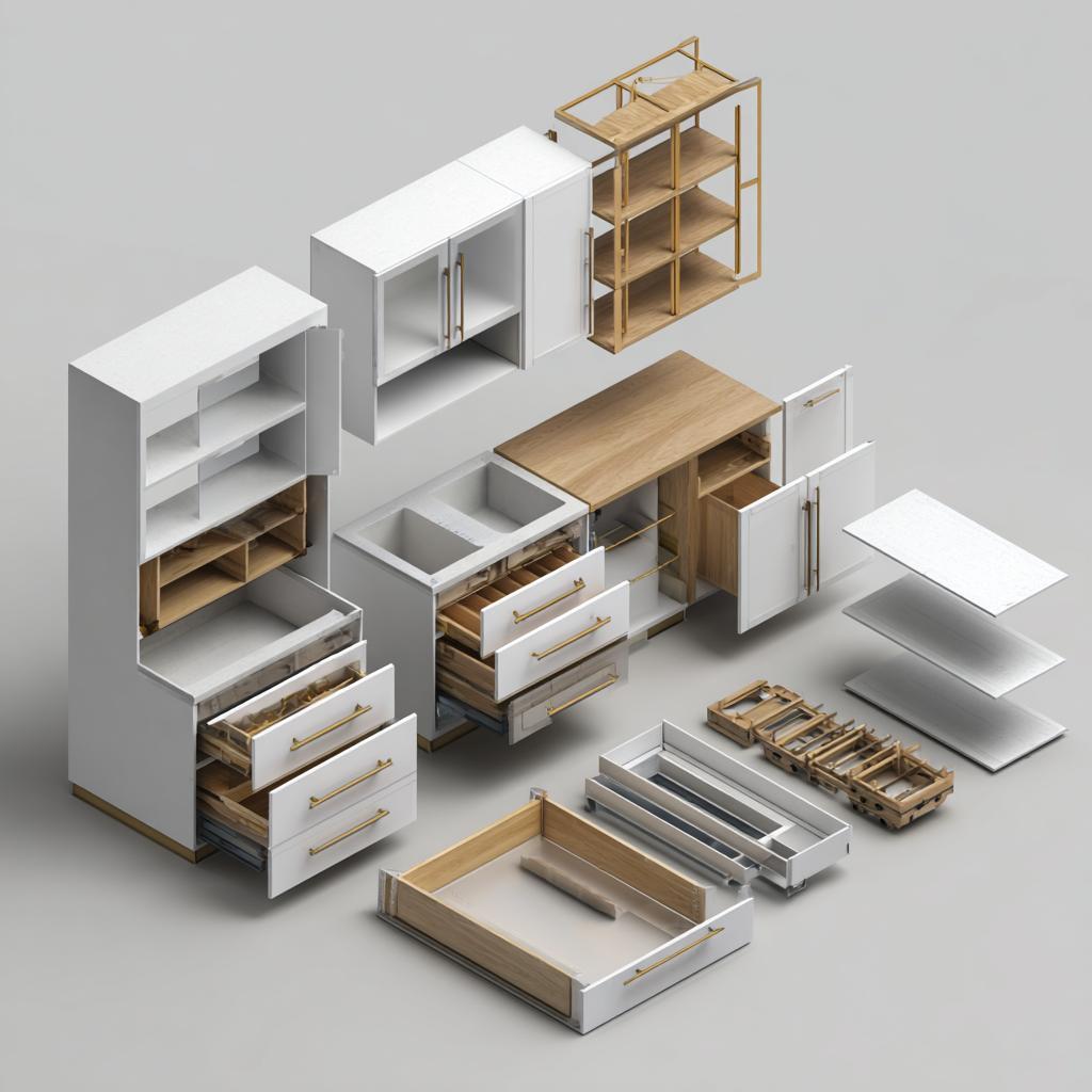  modular kitchen carcass box and shutters exploded view