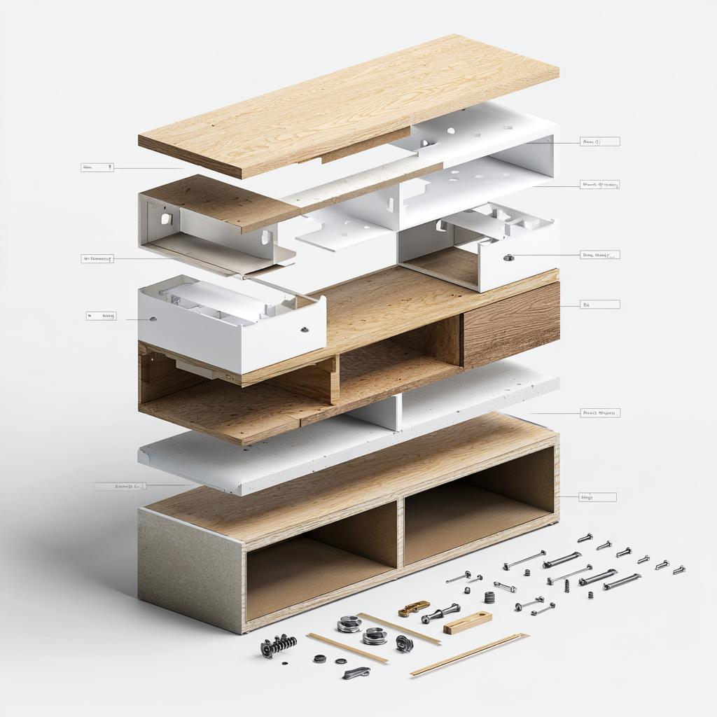 modular kitchen carcass panels and hardware assembly
