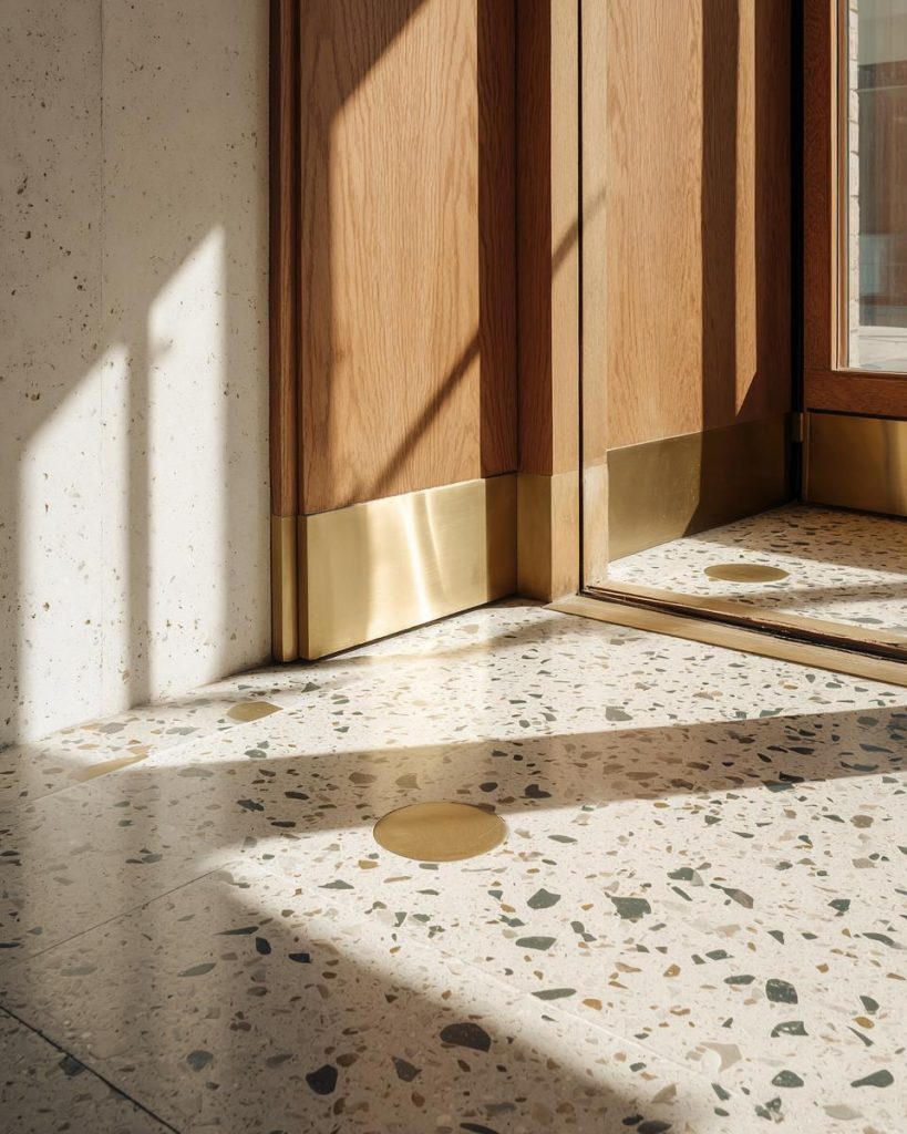  Terrazzo mosaic flooring composition door frame detail