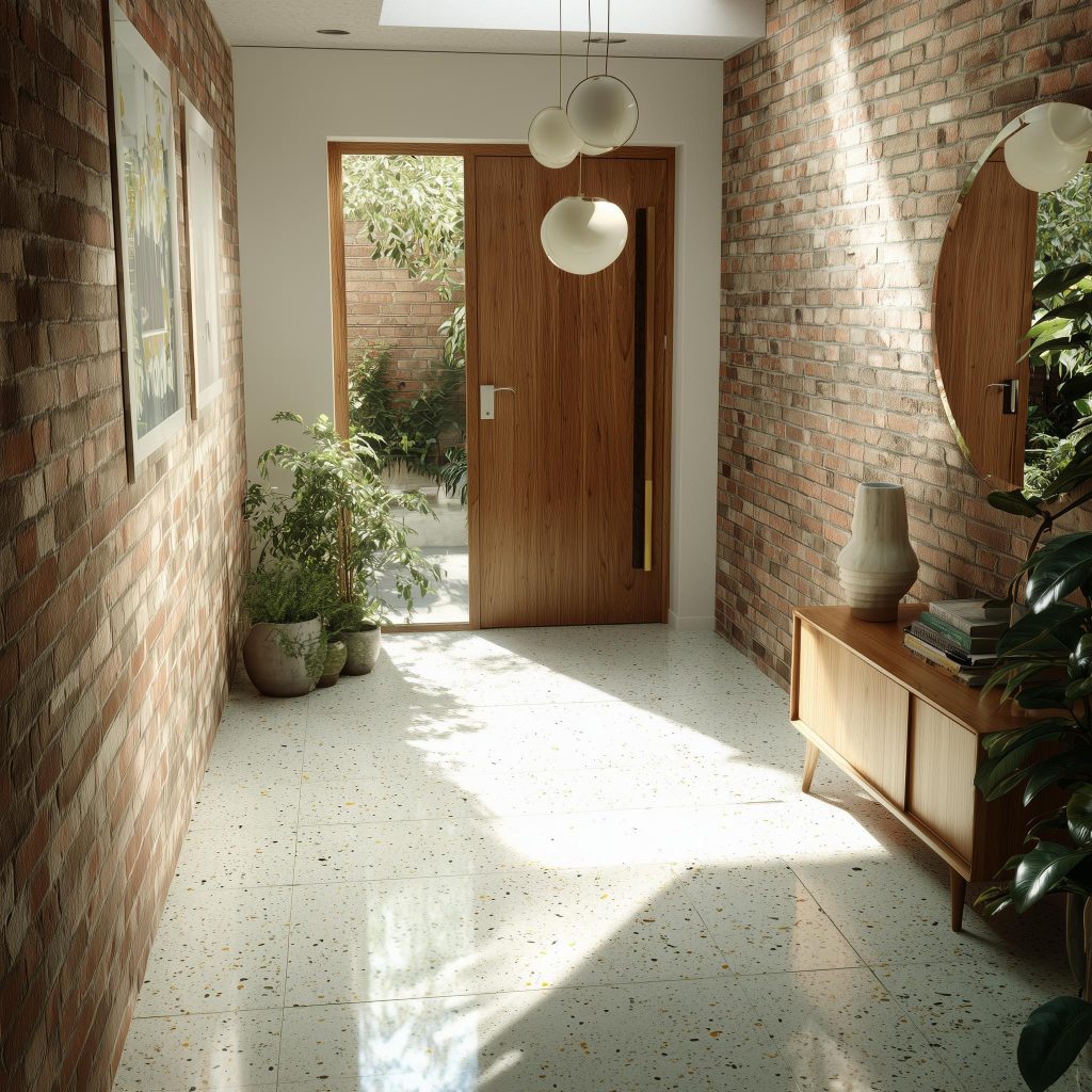  Mosaic flooring Indian home entryway polished terrazzo