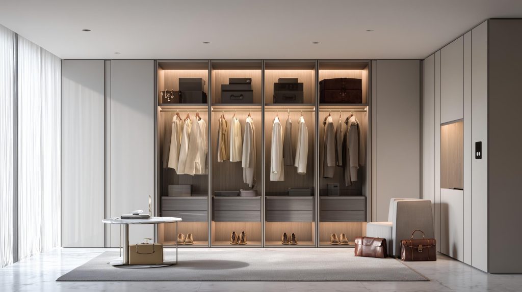 Shelving drawers key elements luxury walk-in closet design