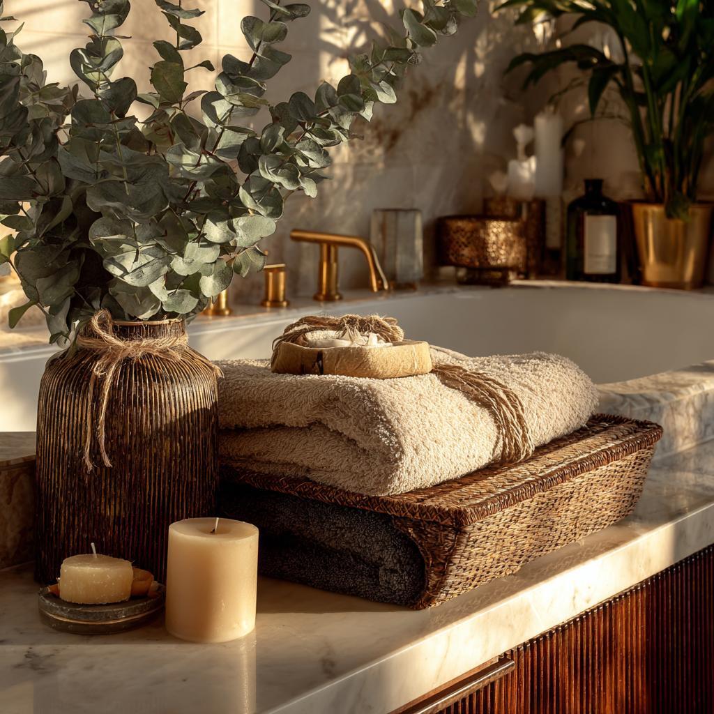  bathroom accessory ideas spa tray towels candle decor