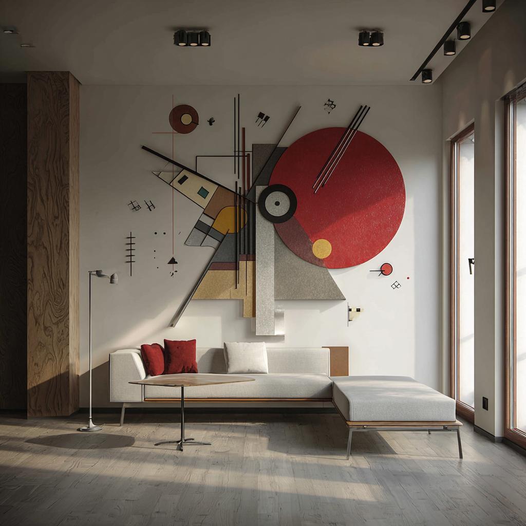 Retro modern interior abstract wall mural contrast