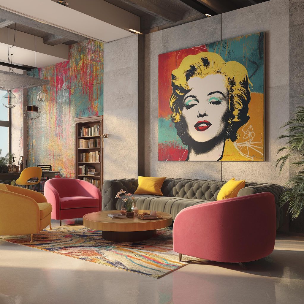 Retro modern interior pop art statement wall