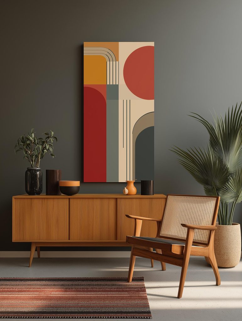  Retro modern interior statement chair neutral wall