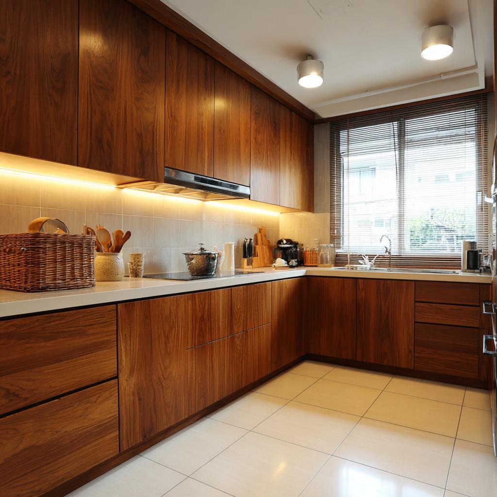 Melamine board kitchen design wood finish