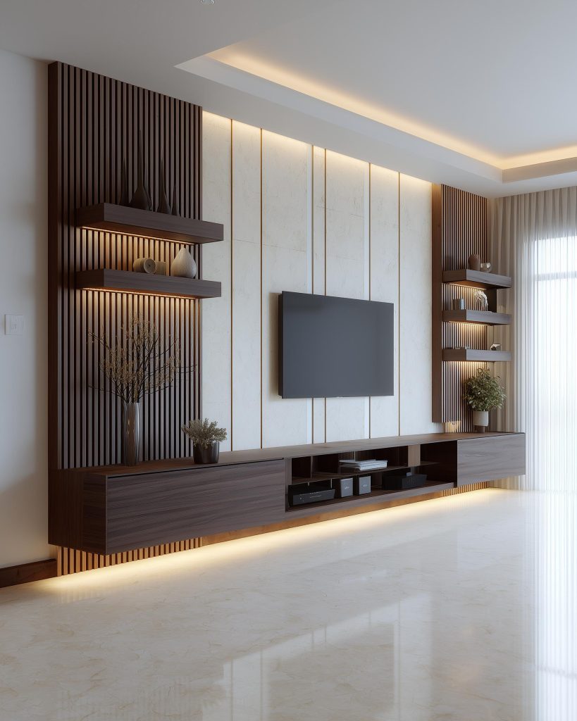 Melamine board TV unit living room design