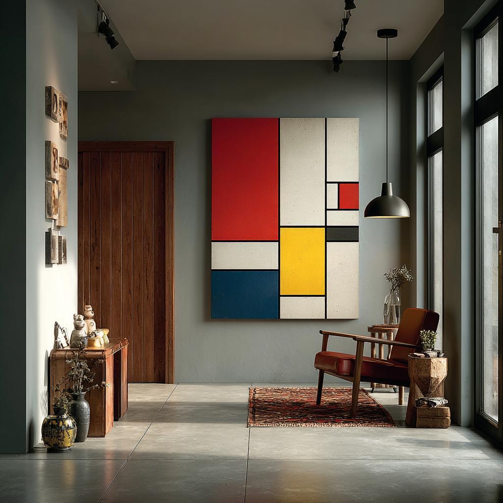 modern interior design hallway geometric wall art