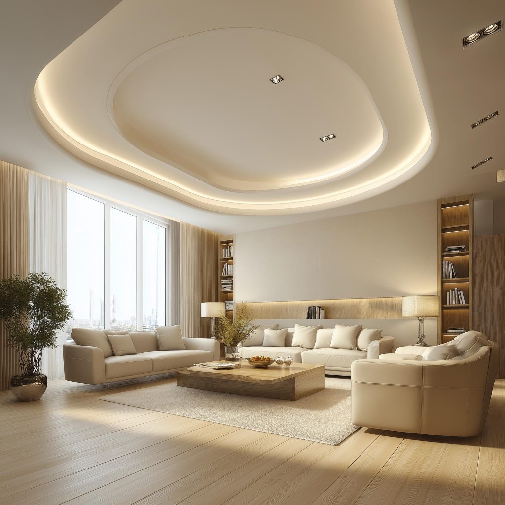 gypsum false ceiling cove lighting Chennai living room design