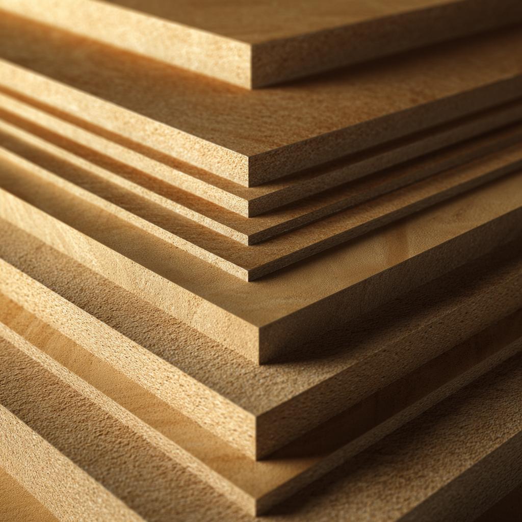 HDF board high-density fibreboard sheets stacked