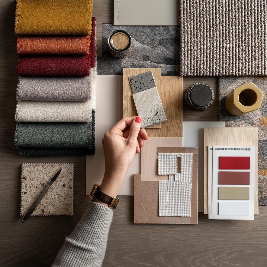  interior design mood board material swatches curation