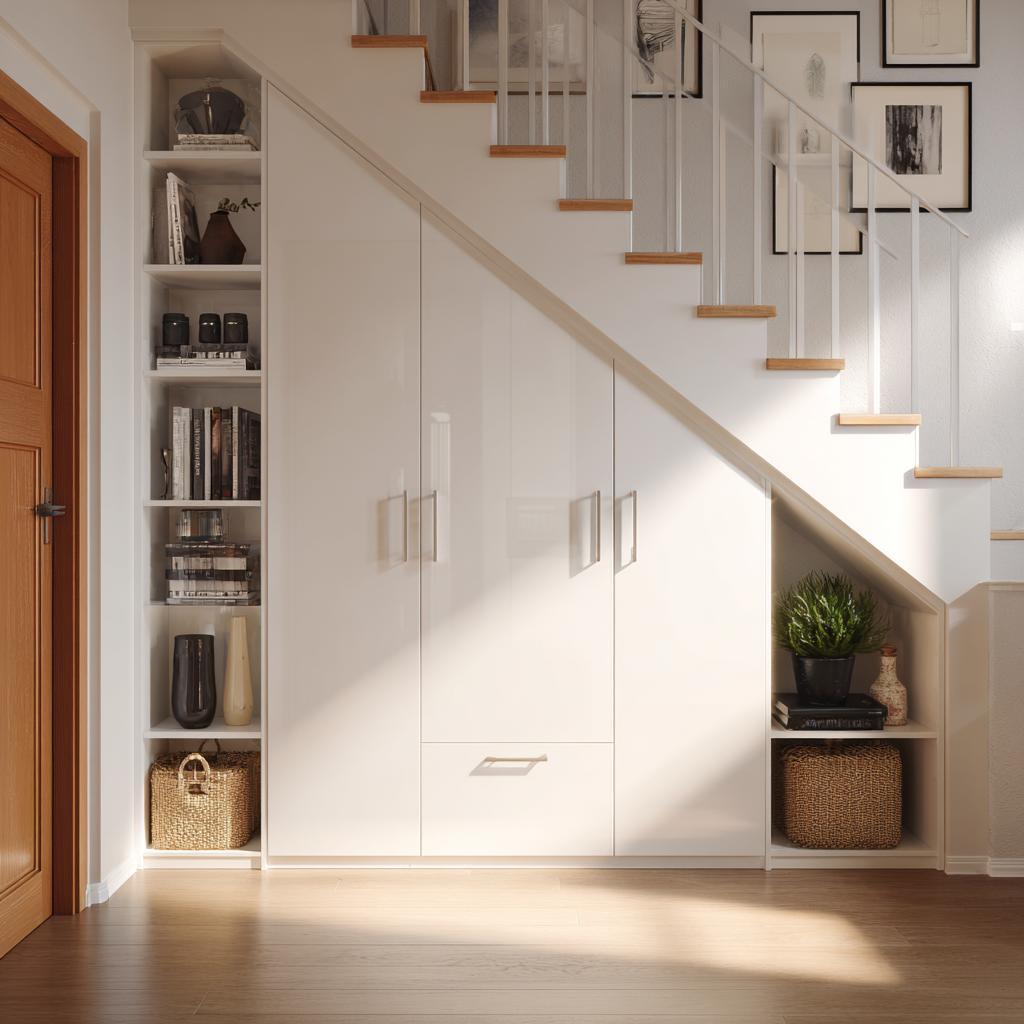Melamine board under-stair storage challenges