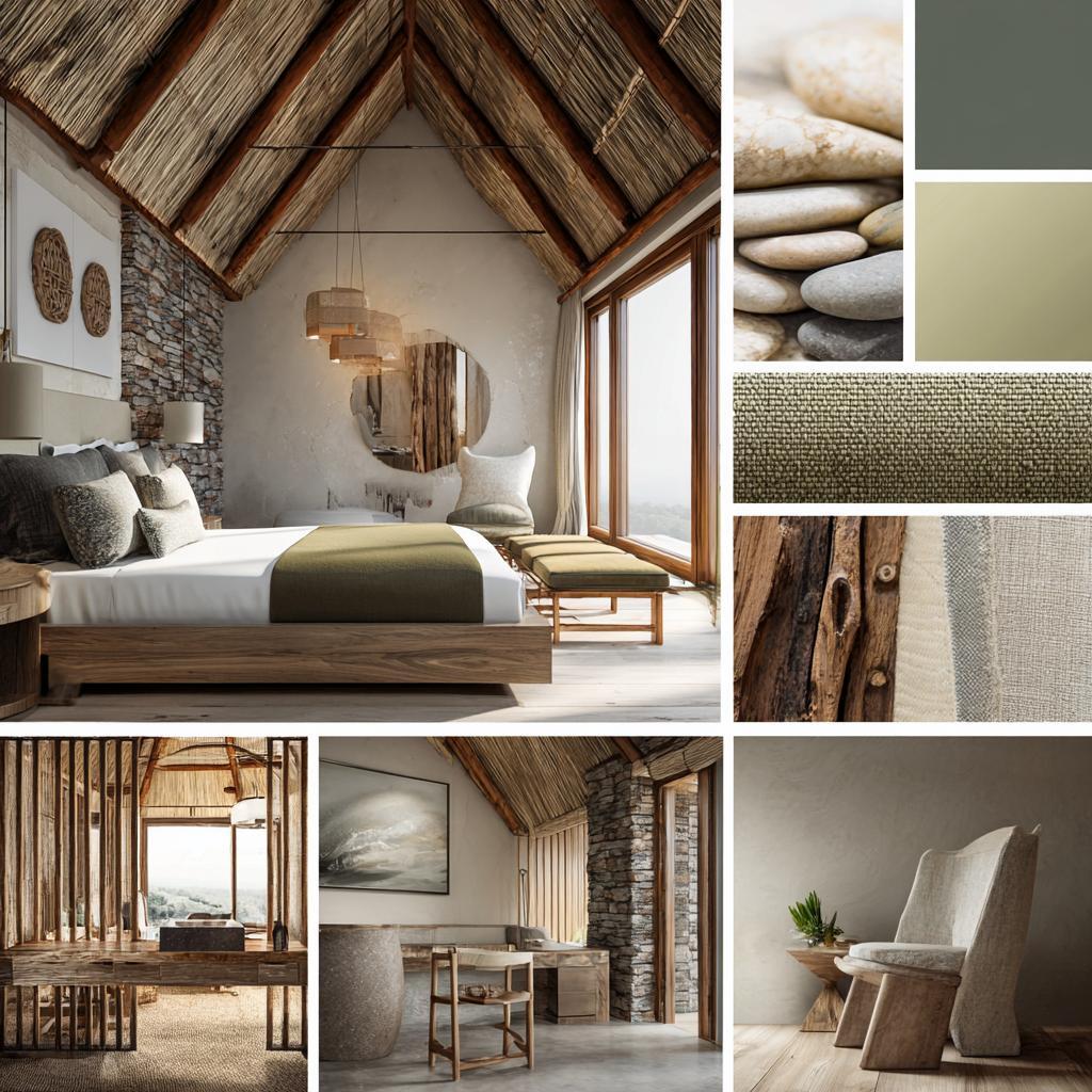  bedroom mood board natural textures stone wall
