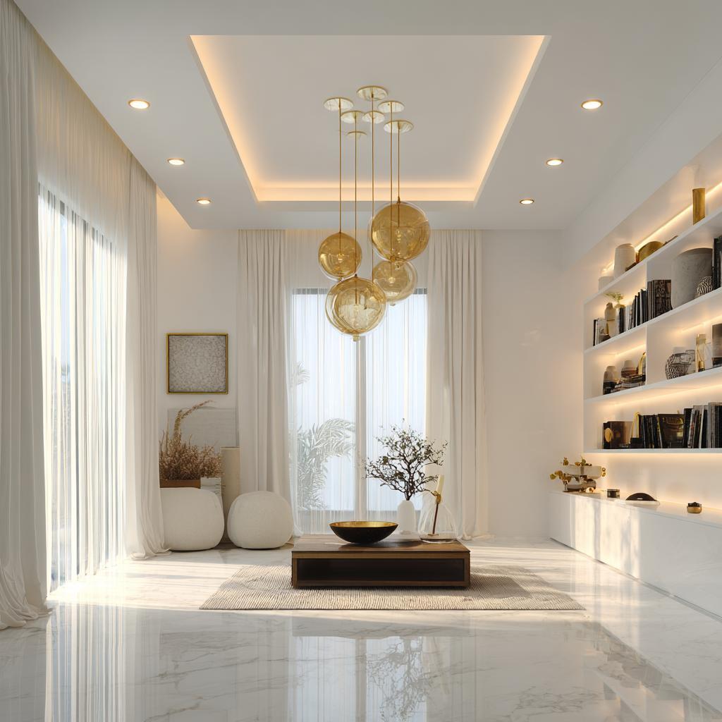 false ceiling design ideas Chennai minimal layered pendant light