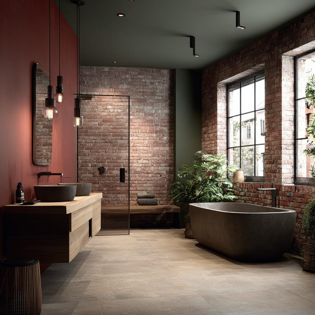  Bathroom colour trends 2026 with brick and charcoal tones