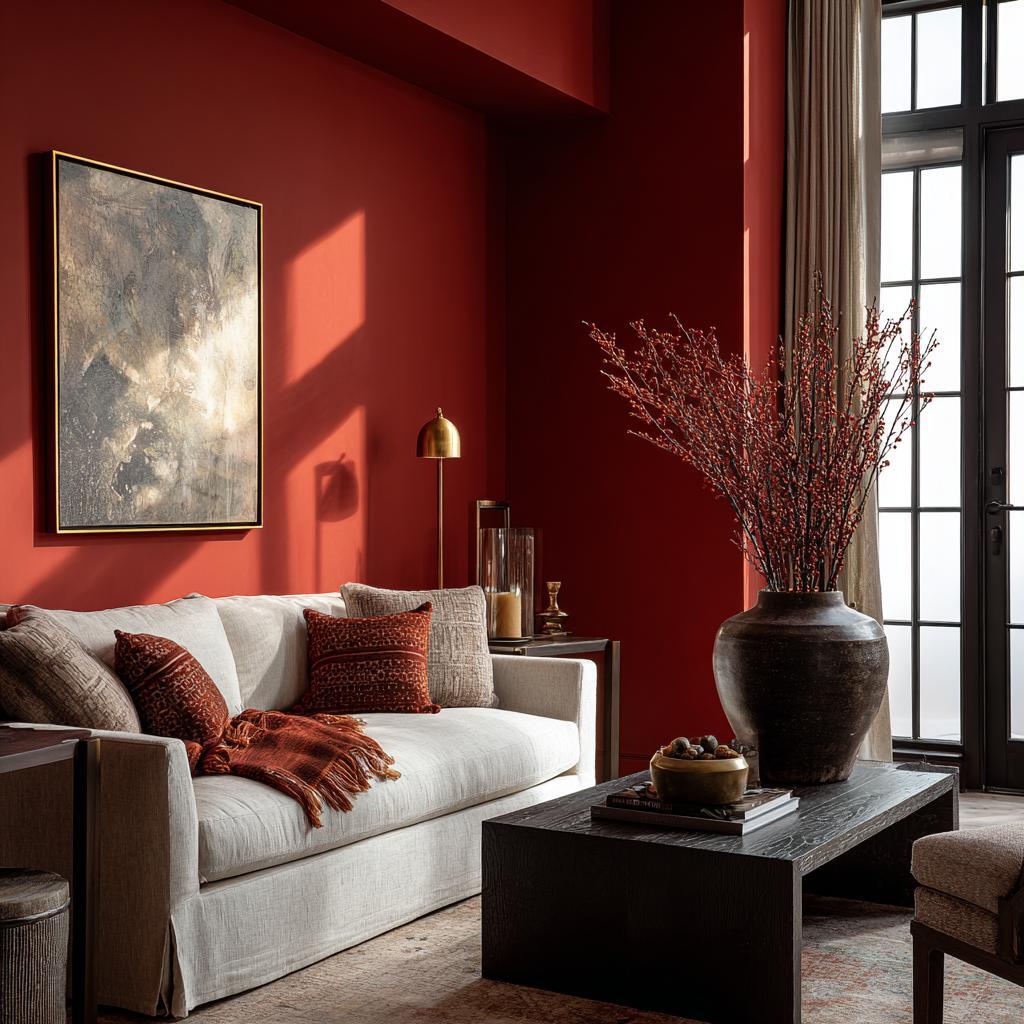  acrylic interior paint red living room wall