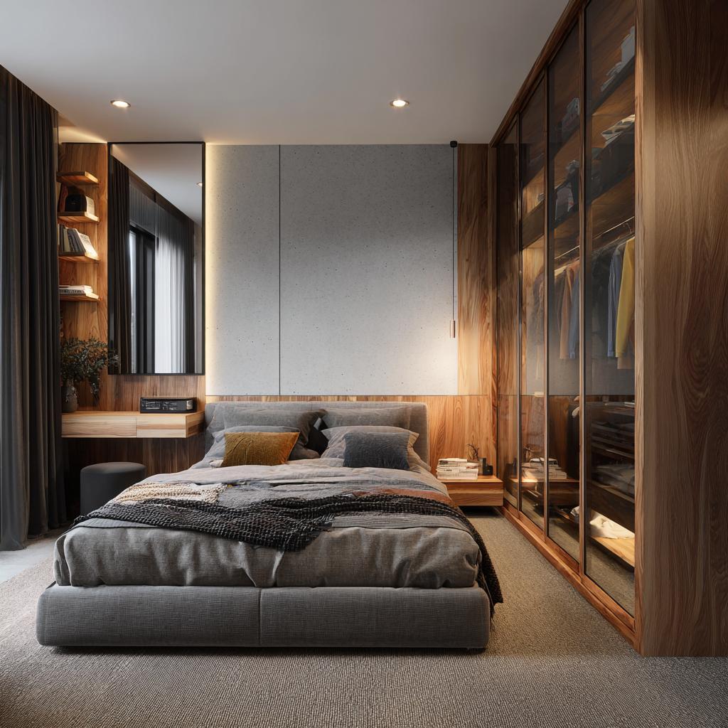 bedroom layout sliding wardrobe study nook