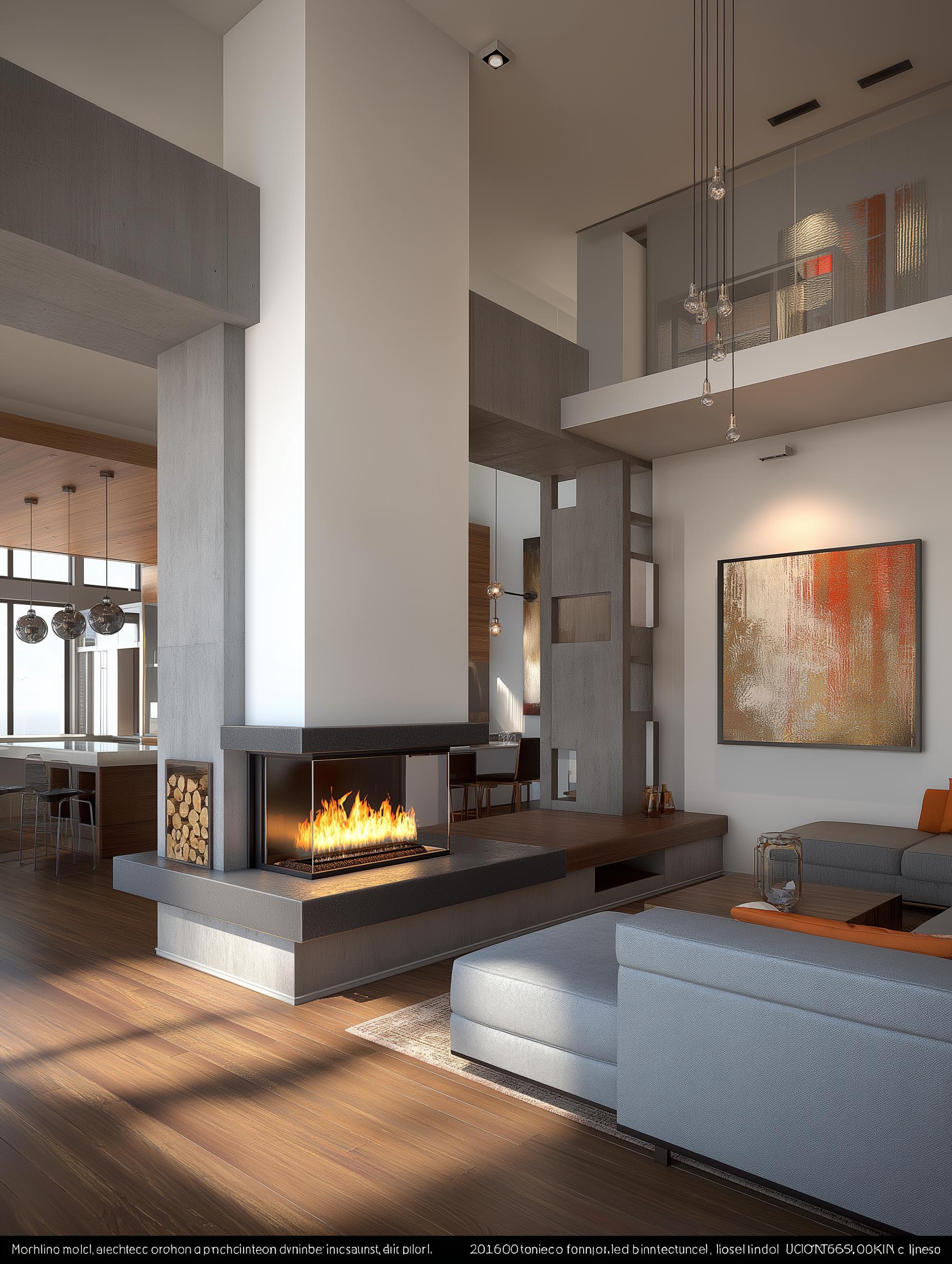  double height living room mezzanine glass railing