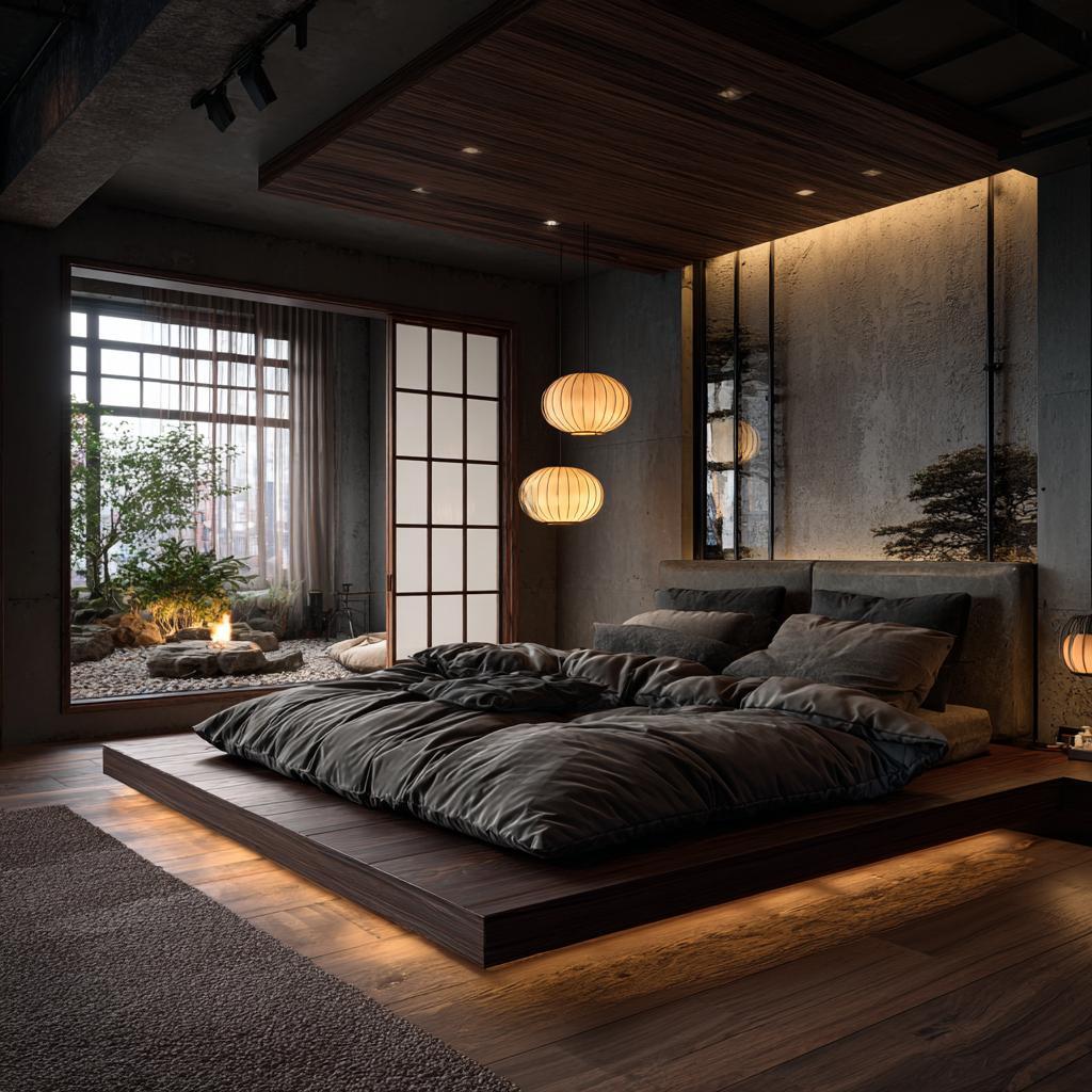 Japanese platform bed bedroom interior design