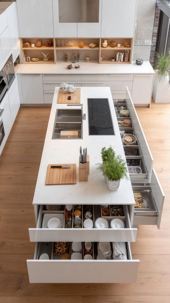  kitchen island pull-out storage induction hob