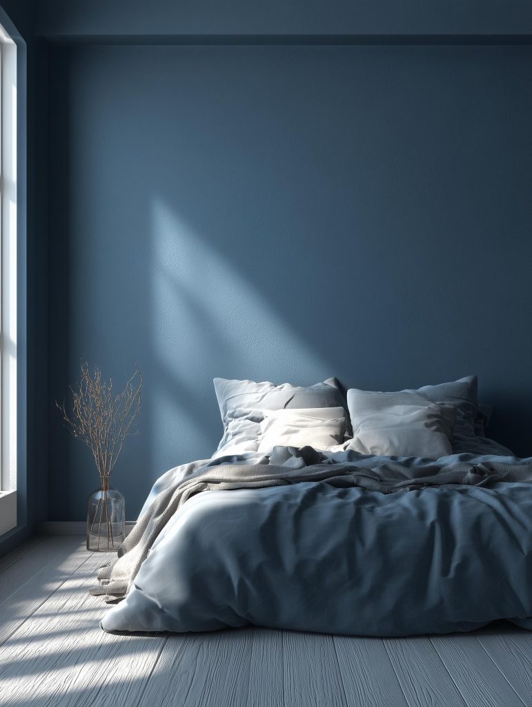 acrylic colour wall painting navy bedroom