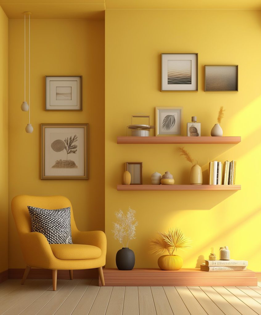 yellow acrylic wall colour interior decor