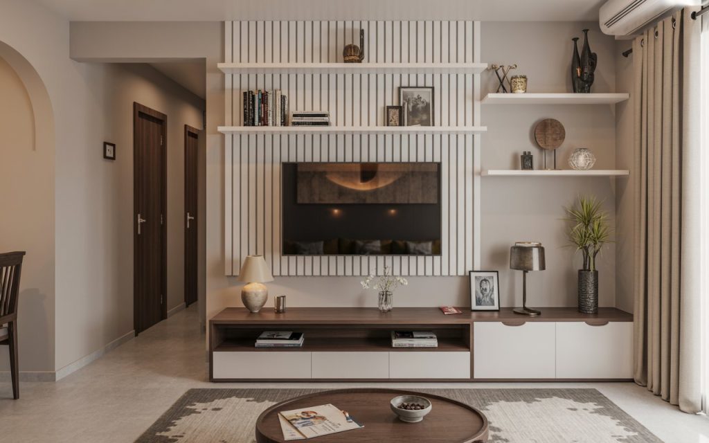  floating wall shelves living room white panel design