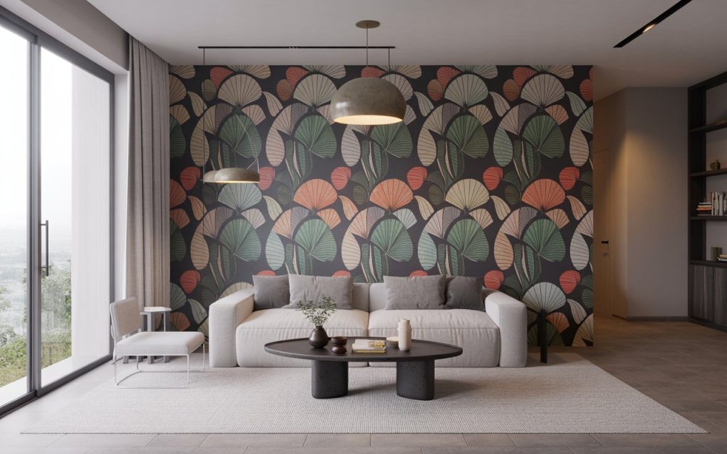  bold botanical modern wallpaper design living room