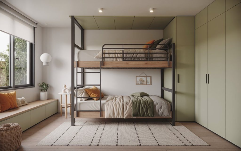 bunk beds for kids metal frame small bedroom guardrails