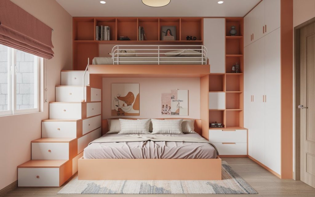 fancy bunk beds for girls peach shelving age-safe staircase