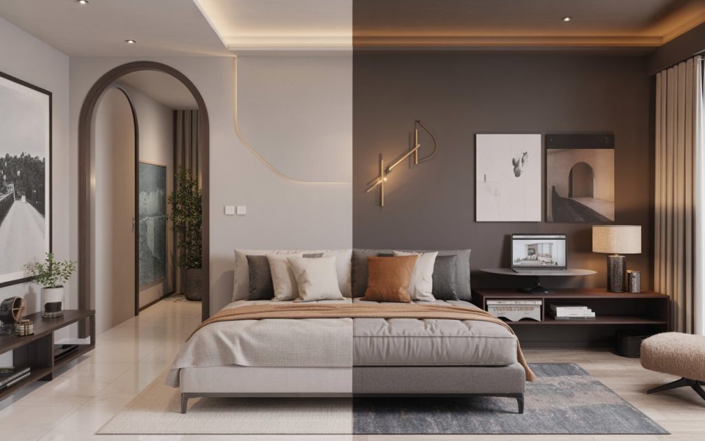  full service interior design vs e-design bedroom comparison