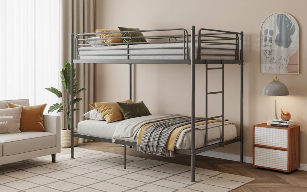 metal bunk beds for kids ladder sturdy foundation support