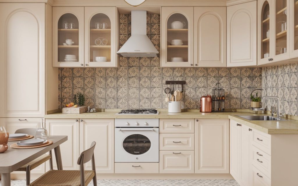 modern kitchen wallpaper design Moroccan tile pattern