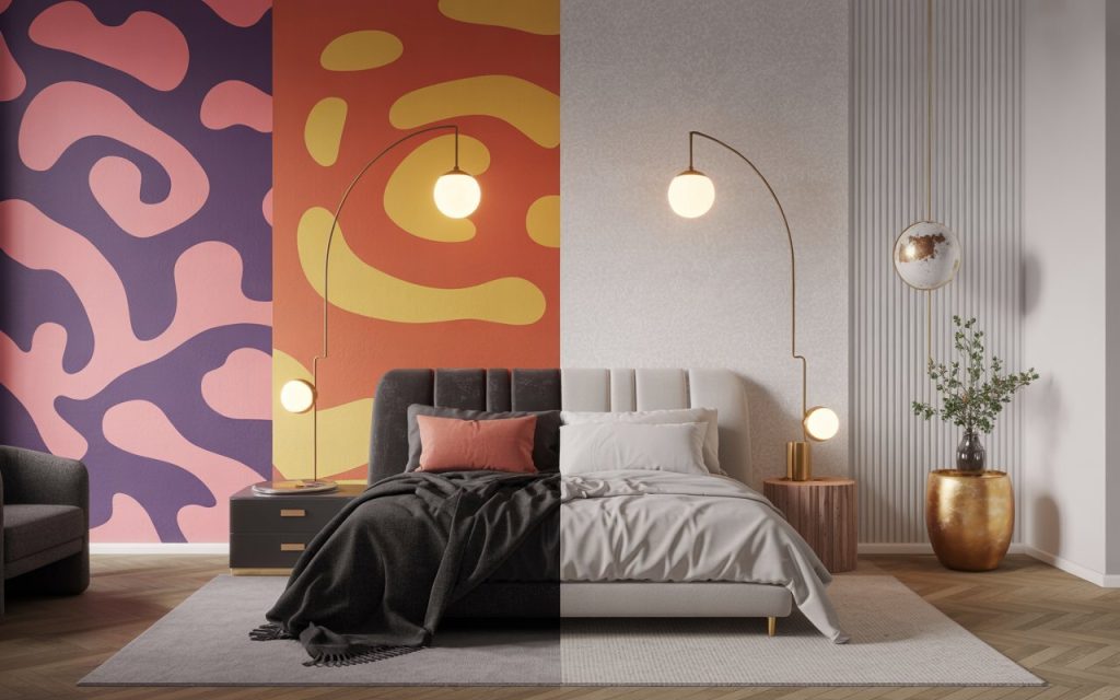 modern bedroom wallpaper design abstract pattern comparison
