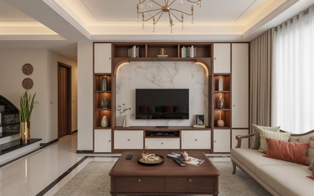 premium TV unit material marble wood cost guide