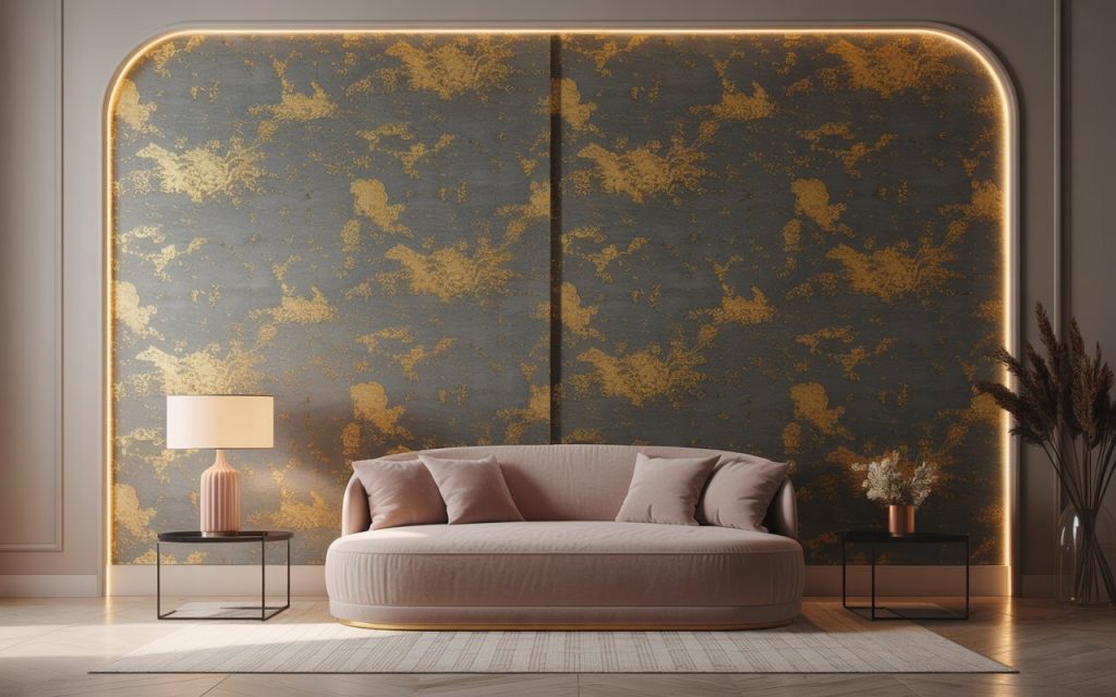 subtle metallic modern designer wallpaper gold living room