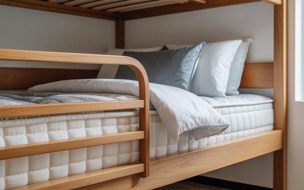 bunk bed correct mattress size wooden frame safety guardrail