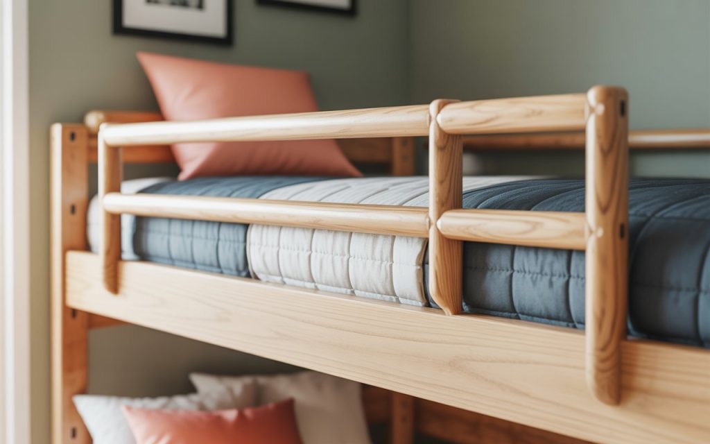 bunk bed guardrail safety wooden frame kids bedroom