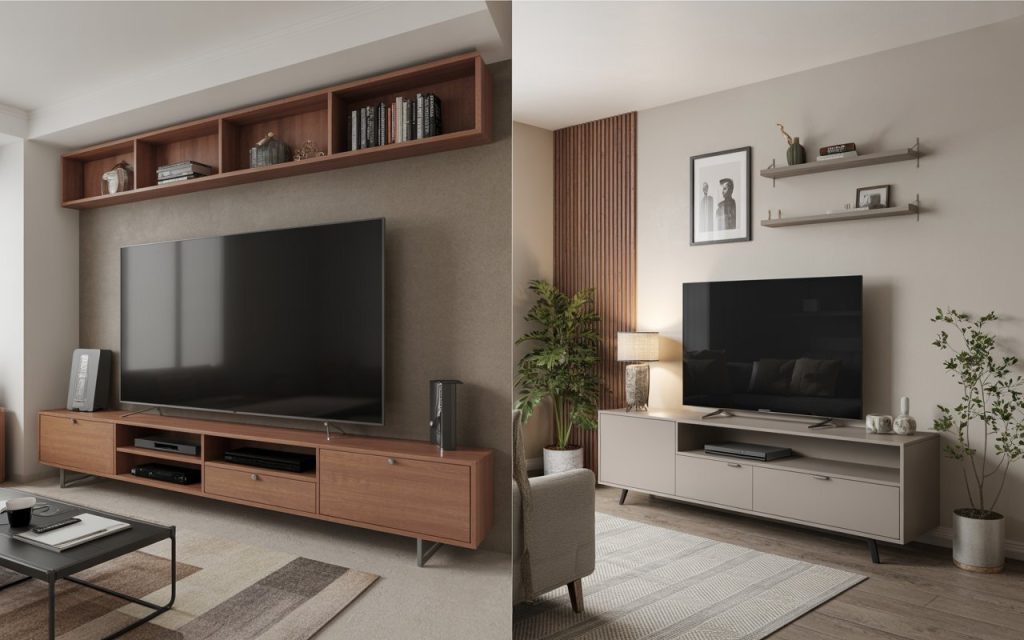 TV unit material style comparison wooden options