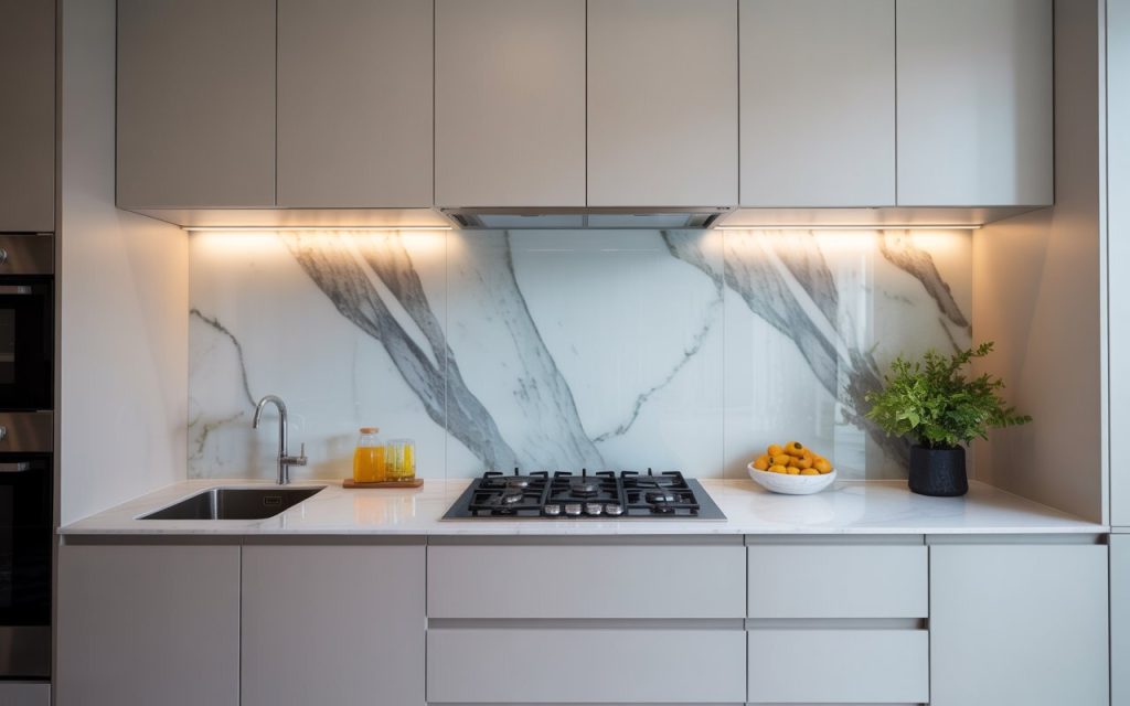  grey PVC marble sheet kitchen backsplash modern