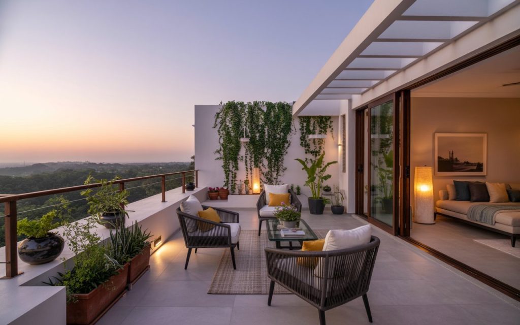 terrace steel railing design wood accent garden terrace