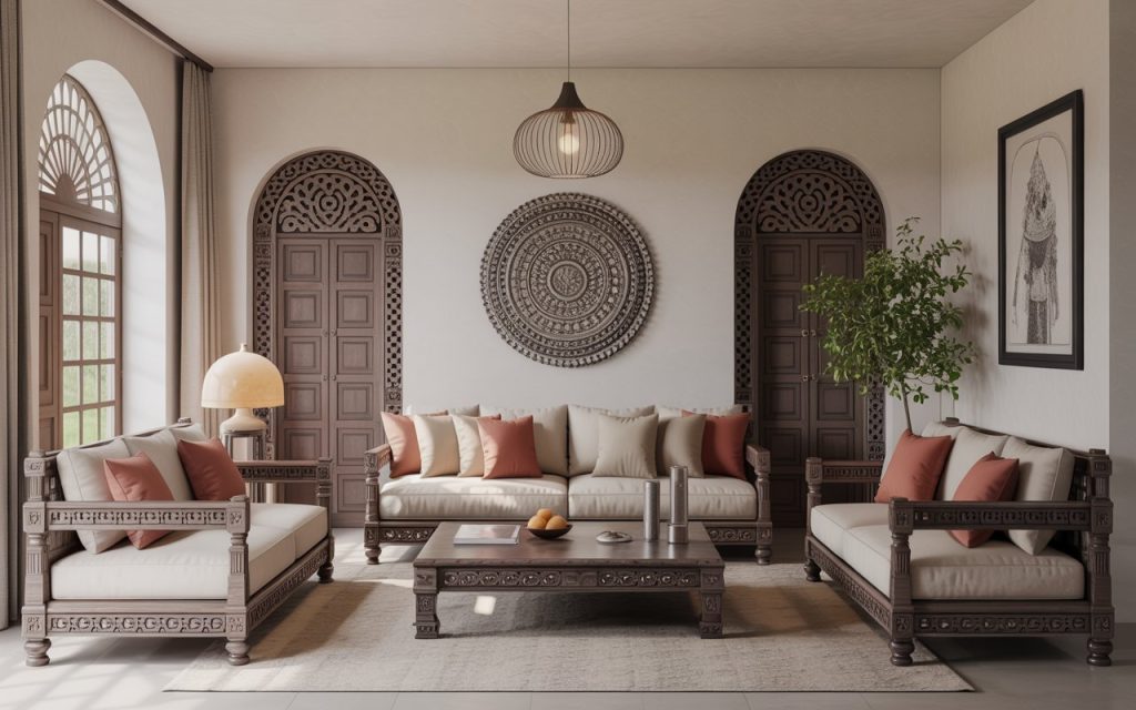 traditional Bihari wooden furniture interior design Patna