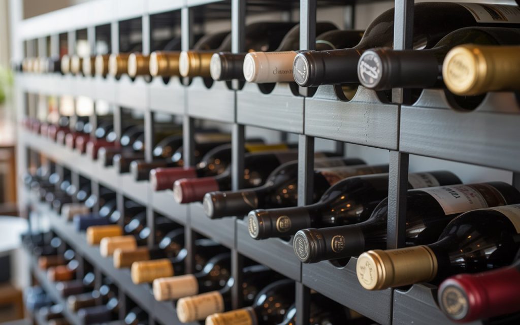 wine bottle rack with horizontal bottle storage