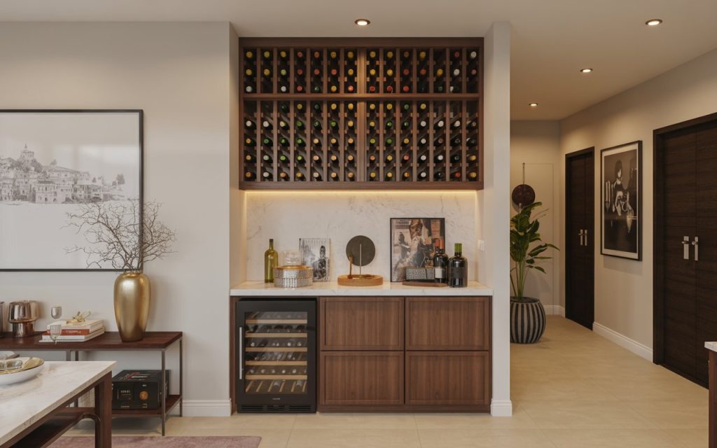 wooden wine rack cabinet with bar storage unit